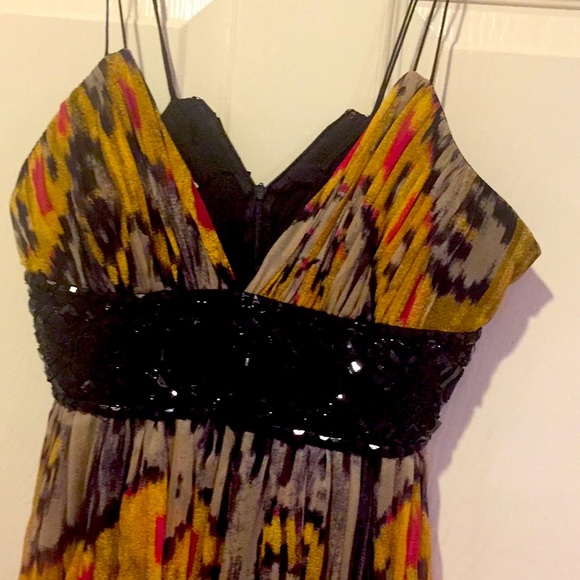 💕Host Pick💕NWOT Marchesa notte silk multi coloured evening gown - Picture 2 of 11